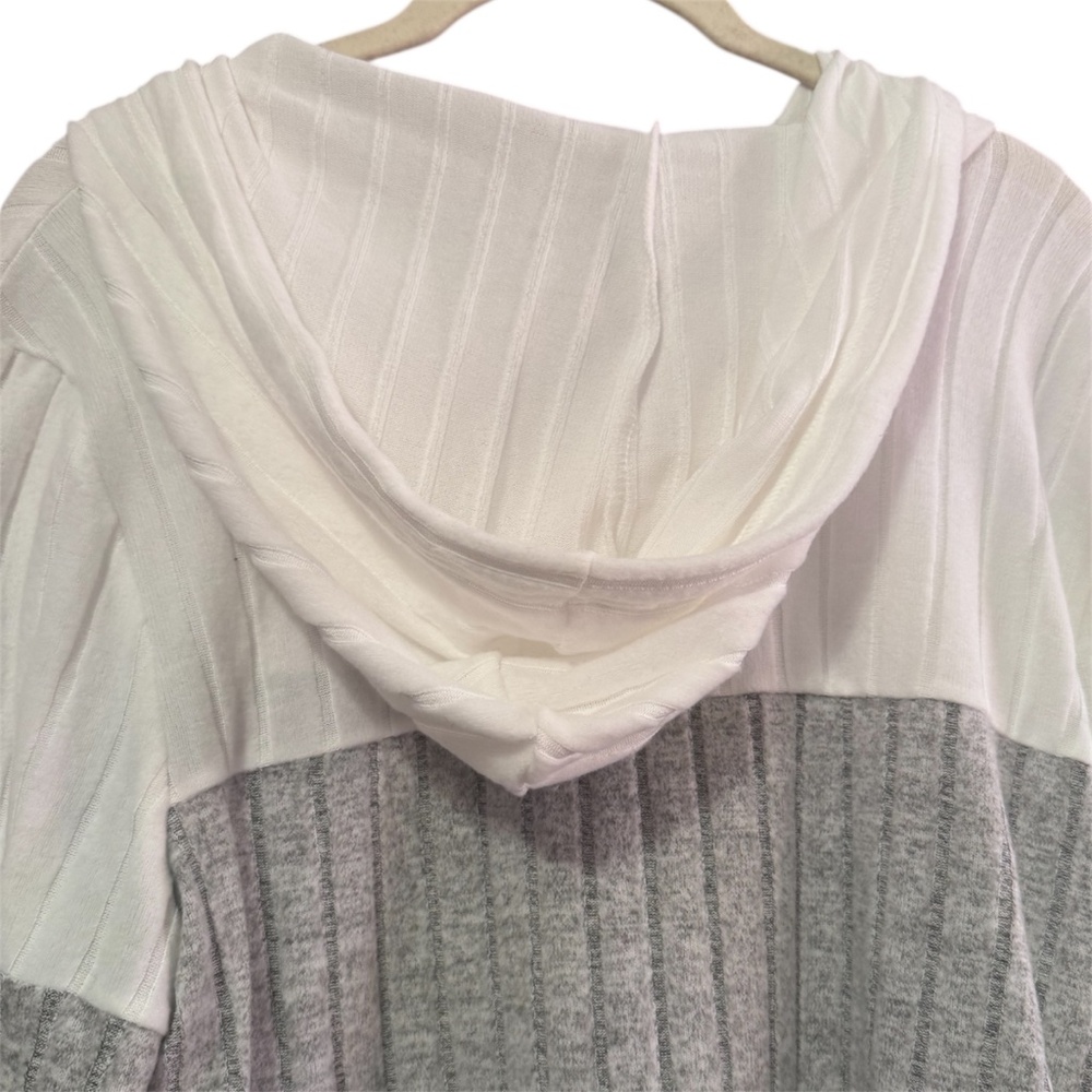 Shein Women’s XL Lightweight Half Zip Pullover Hoodie Black White Heather Gray - Picture 2 of 3